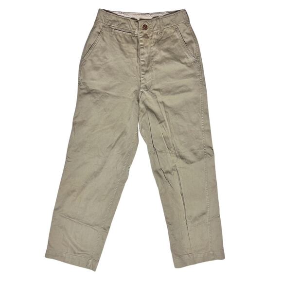 U.S. Army WW2 40s Vintage Khaki Chino Pants Button Fly USA made Trousers 28” - Picture 1 of 8